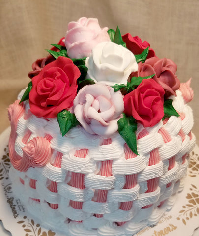 Basketweave Floral Cake