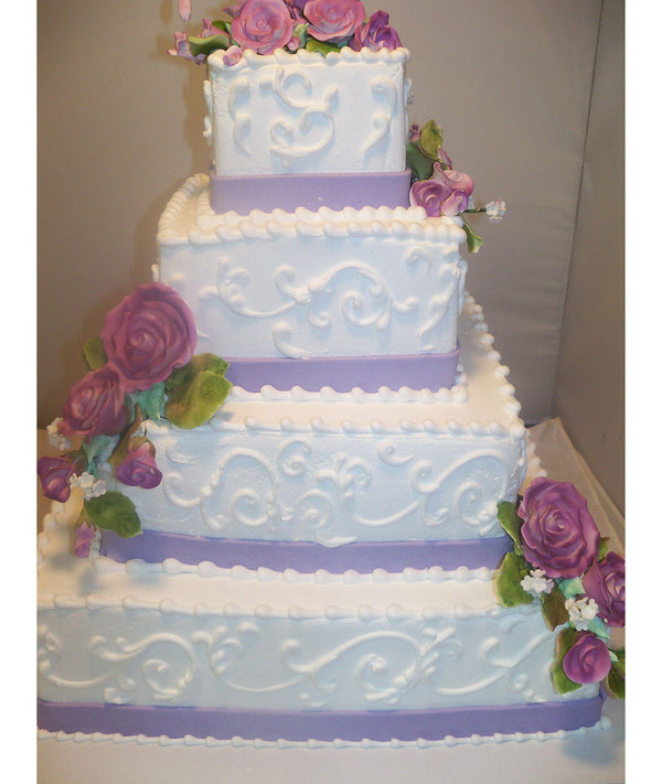 Magenta Roses with White Scrollwork