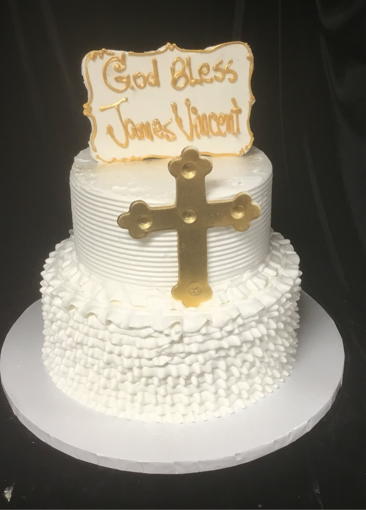 White Religious Tiered Cake