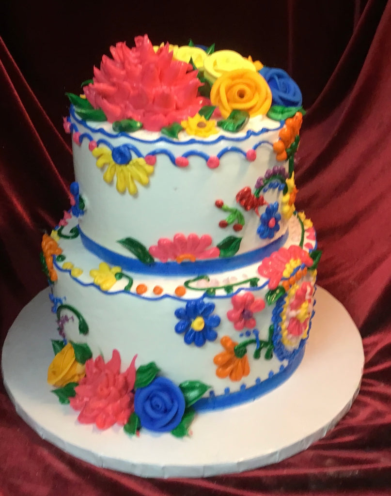 Vibrant Floral Tiered Cake