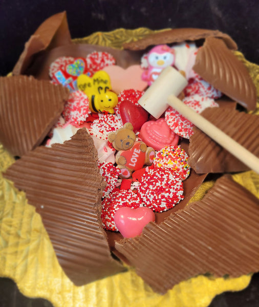 Breakable Chocolate Heart filled with Treats and Candy
