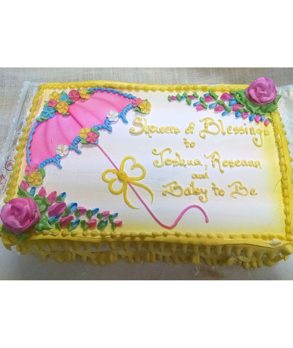 Pink Umbrella Shower Cake