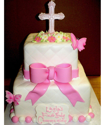 Quilted Bow Cross Cake